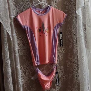 New XOXO Girls 12 14 pink‎ purple unicorn two piece tankini swimsuit